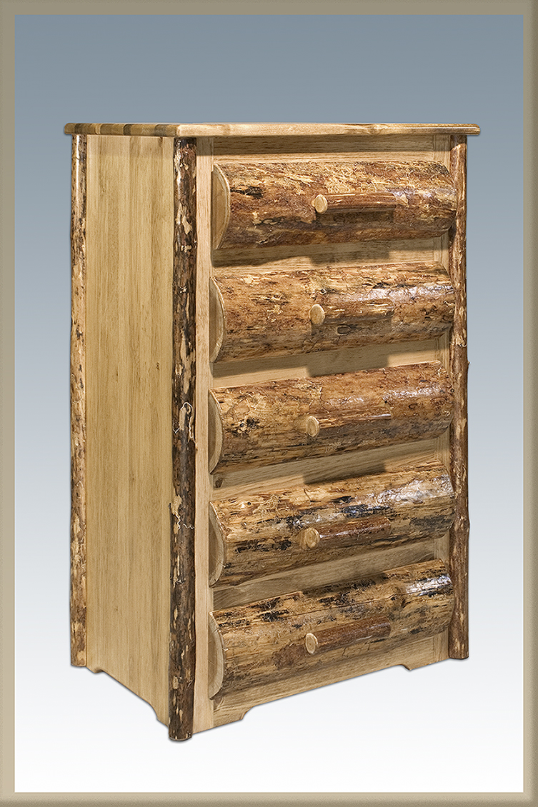 Glacier 5 Drawer Dresser w/ HALF LOG DRAWERS