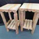 Rustic Pine Accent Tables with Shelf b